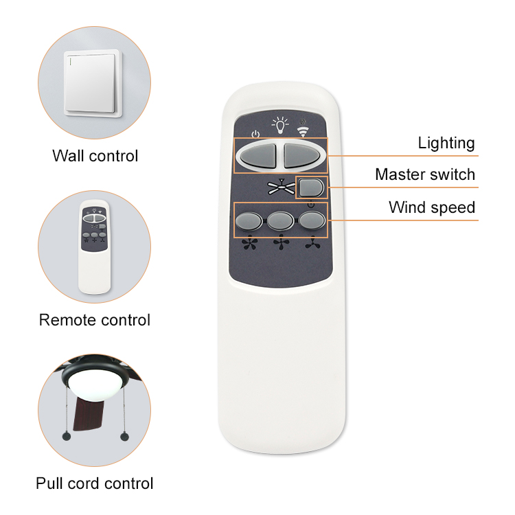 Customizable American Style 6 Blade Remote Control Modern Led Ceiling Fans With Light Black