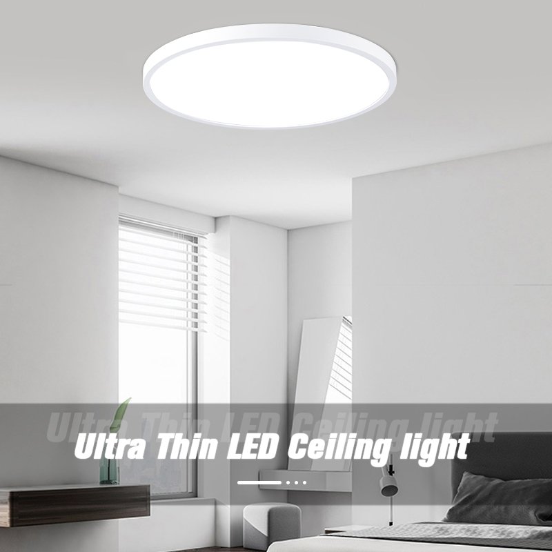 Minimalist Tri-proofIron Round White Black 24W 28W 38W 48W ABS Led Ceiling Lamps Modern Design For Bedroom Outdoor