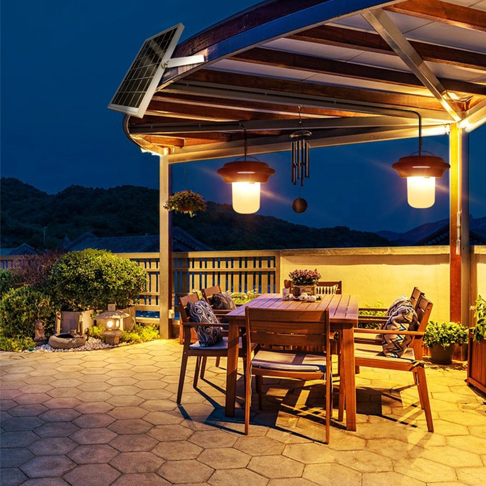solar powered hanging lantern solar courtyard farmhouse pendant lighting modern square round led ceiling light