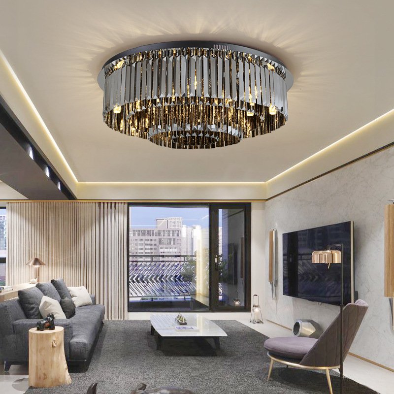 Modern House Decoration Large Luxury Led Modern Ceiling Light Lobby European K9 Crystal Gold Ceiling Lamp