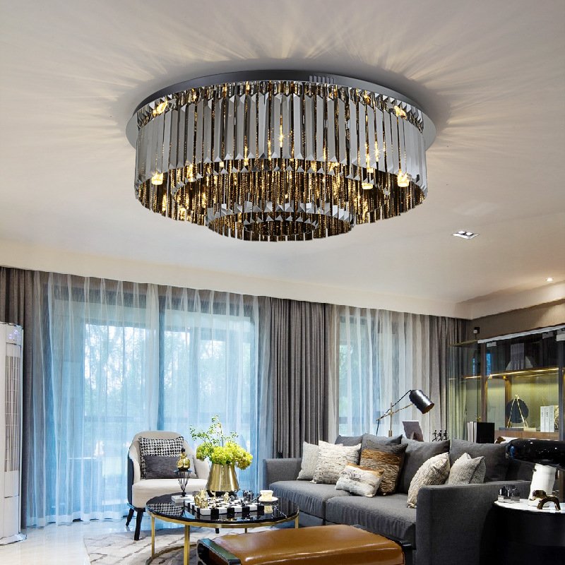 Modern House Decoration Large Luxury Led Modern Ceiling Light Lobby European K9 Crystal Gold Ceiling Lamp