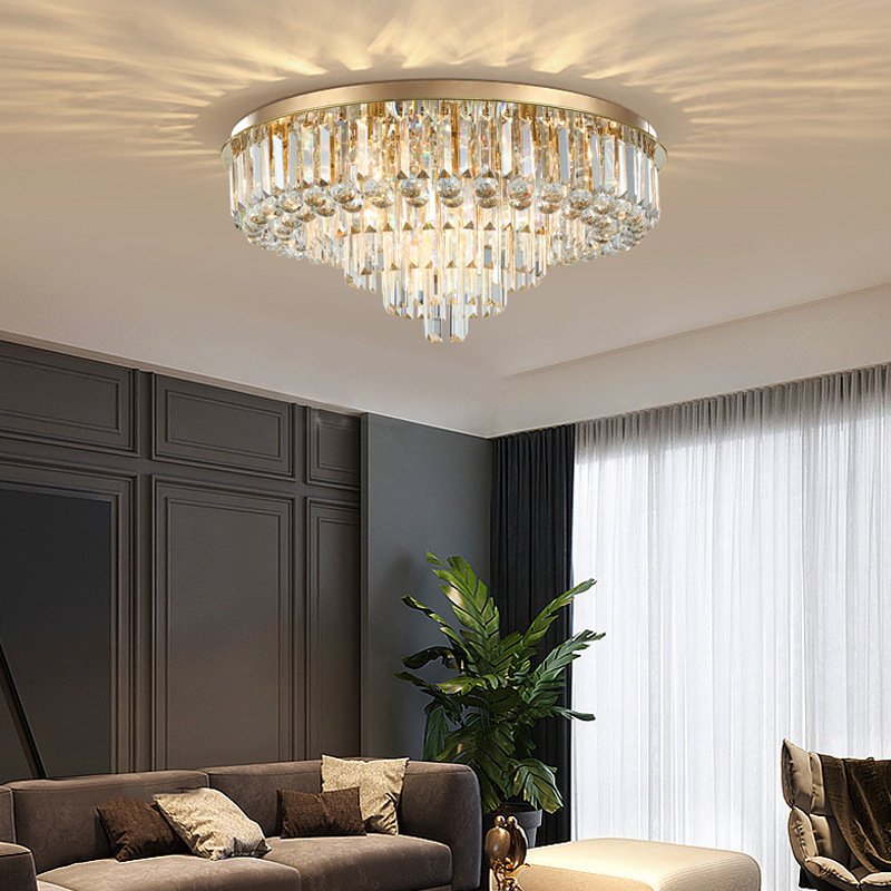 Modern House Decoration Large Luxury Led Modern Ceiling Light Lobby European K9 Crystal Gold Ceiling Lamp