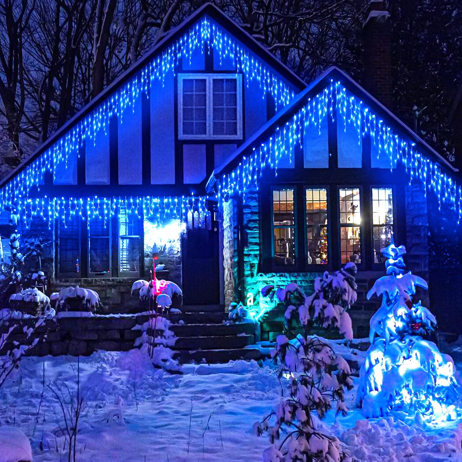 Low voltage LED Icicle String Lights Christmas Short Curtain Fairy Hanging Ceiling Extendable Lights for Wedding Balcony Doorway