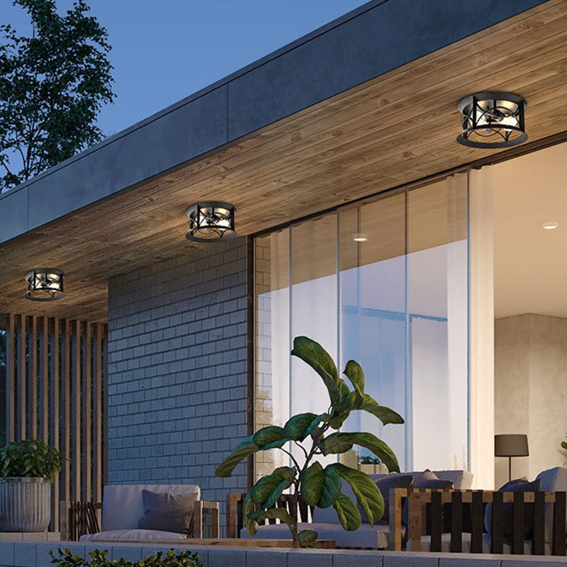 Modern Outdoor Suspension Pendant Light Aluminum E27 40w Waterproof Ceiling Chandelier Hanging Glass Lamp For Balcony Corridor