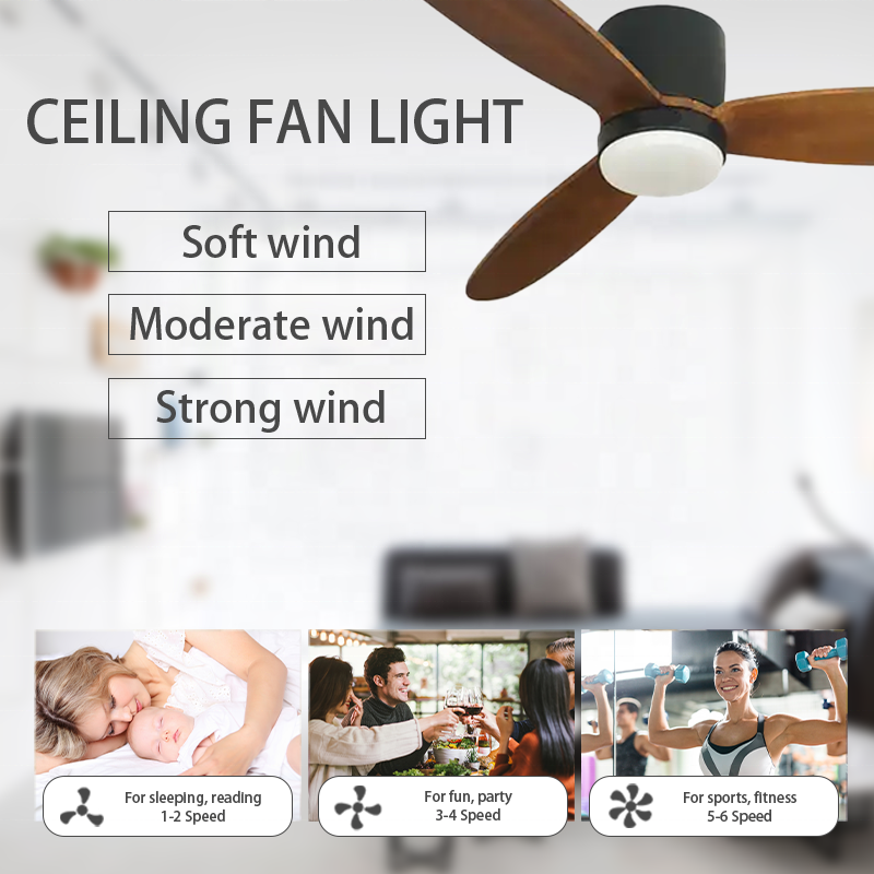 2024 Hot Selling Ceiling Fan 46" 3-abs Blades Dc Motor Remote Control Led Ceiling Fan Light