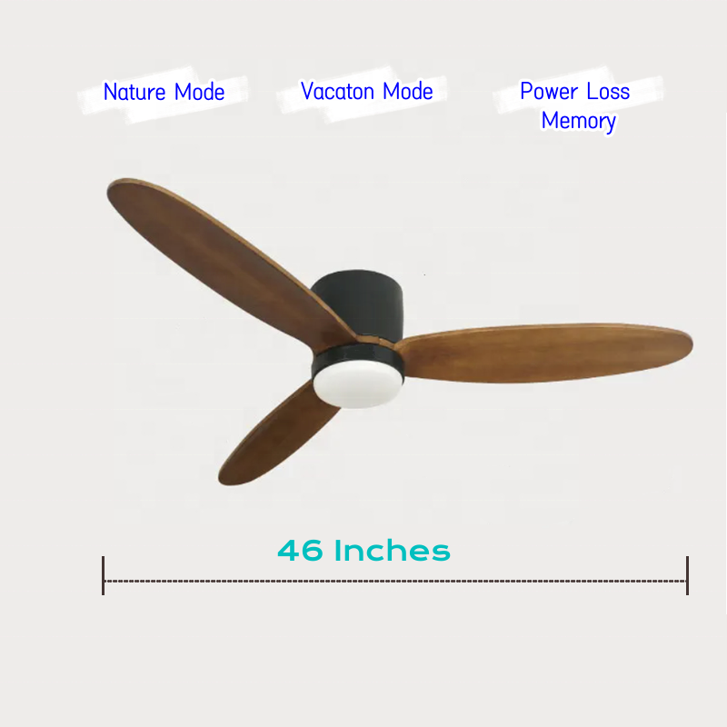 2024 Hot Selling Ceiling Fan 46" 3-abs Blades Dc Motor Remote Control Led Ceiling Fan Light