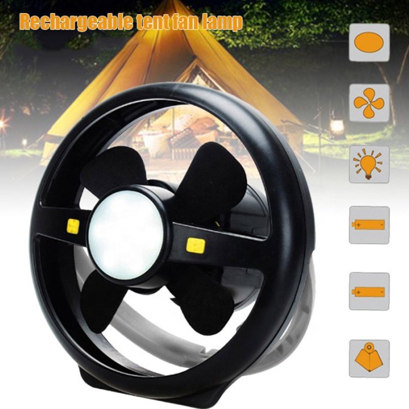 TAIKOO Portable LED Camping Light With Ceiling Fan Outdoor Tent Lantern 2-In-1 Hanging Lights And Fan