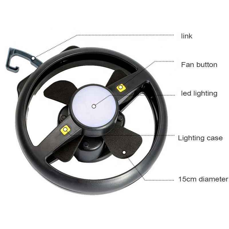 TAIKOO Portable LED Camping Light With Ceiling Fan Outdoor Tent Lantern 2-In-1 Hanging Lights And Fan