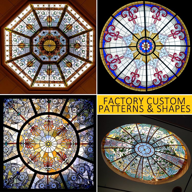 Leaded Stained Glass Dome For Bar Tiffany Stained Glass Ceiling Roof Decor Handmade Mosaic Lighting Stained Glass Ceiling Dome