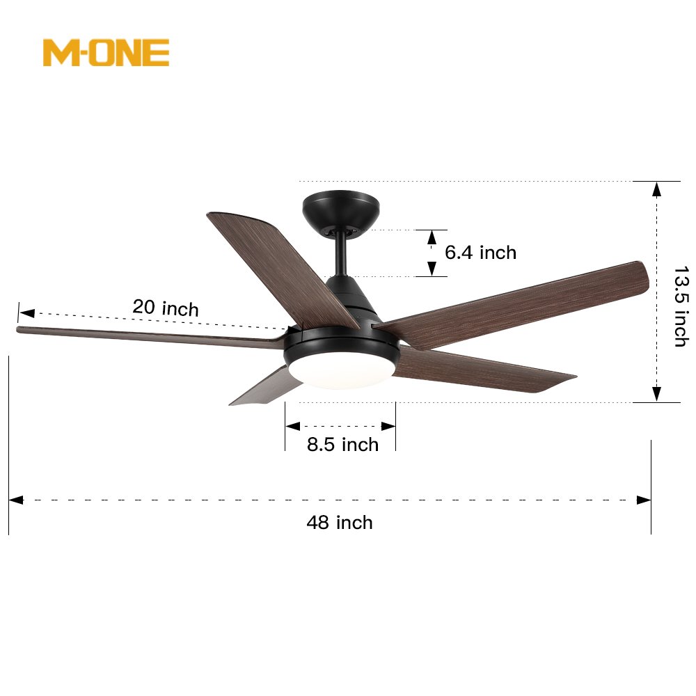 48 inch solid wood 3 blades living room decoration led ceiling fans for home