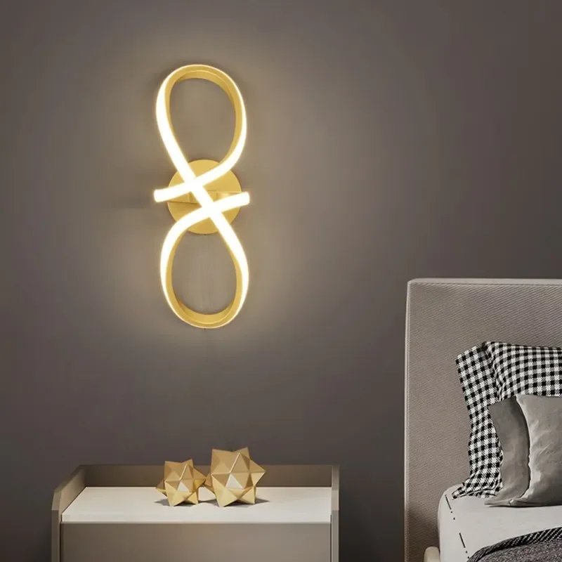 Timjay Modern Nordic Gold Bedroom Bedside With Plug Wall Sconce For Minimalist Entryway Corridor Aisle LED Wall lights Lamp