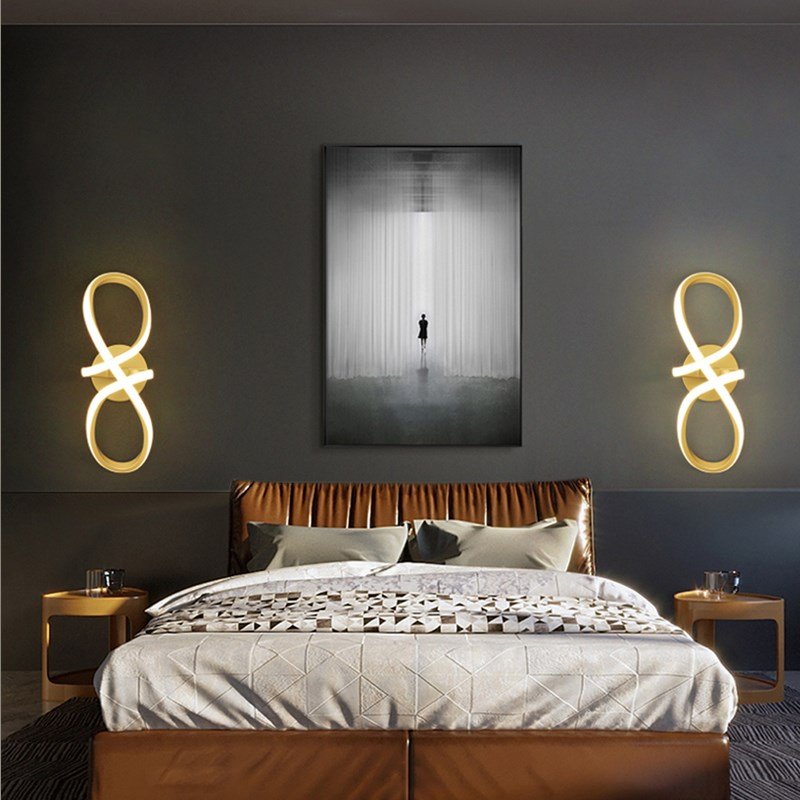 Timjay Modern Nordic Gold Bedroom Bedside With Plug Wall Sconce For Minimalist Entryway Corridor Aisle LED Wall lights Lamp