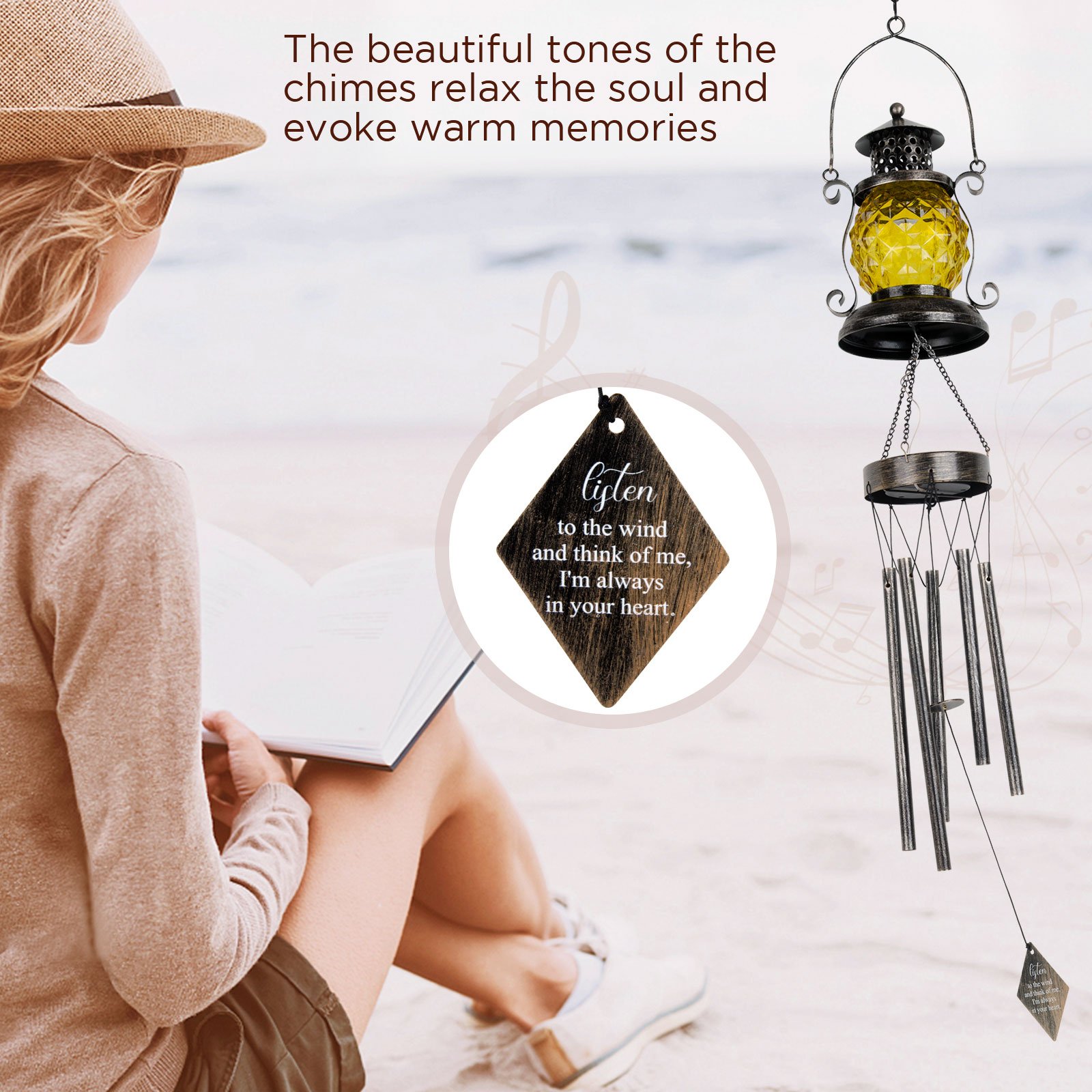 Retro LED Solar-Charging Chandelier Waterproof ABS/PC Garden Decorative Wind Chime Light Street Use Commemorative Lantern
