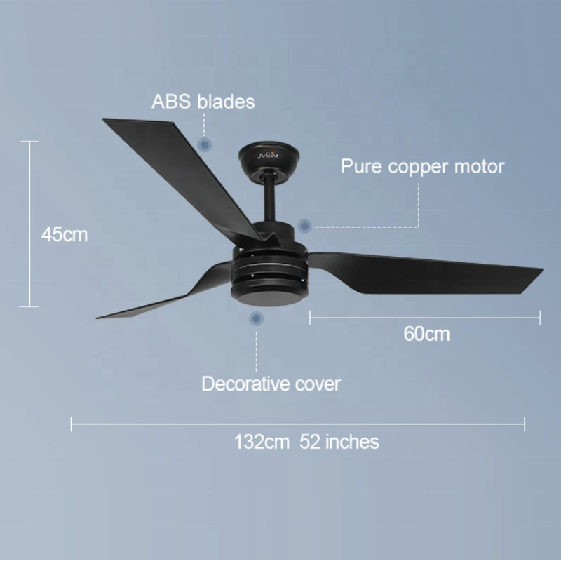 High airflow commercial home office 52" BLDC remote control cooling electric ceiling fan
