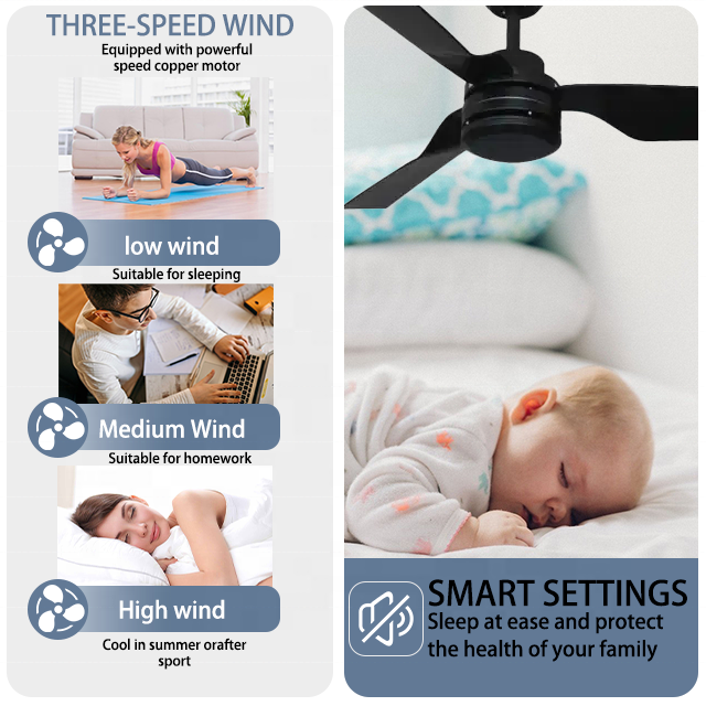 High airflow commercial home office 52" BLDC remote control cooling electric ceiling fan