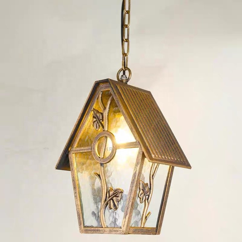 E27 Black/Bronze Outdoor Waterproof Pendant Glass Mini Lantern Home Decoration Series Balcony chandeliers & pendant lights