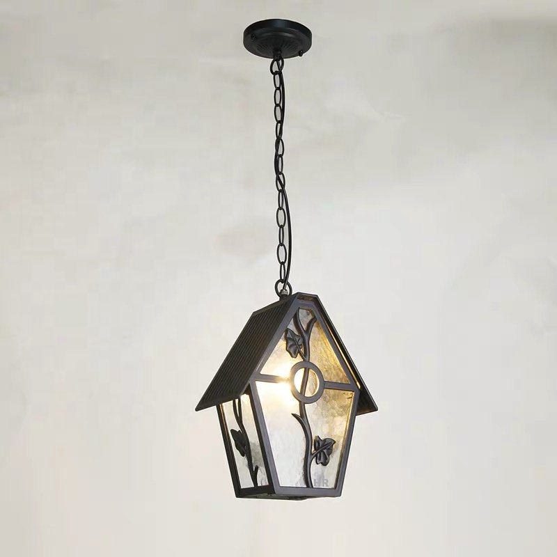 E27 Black/Bronze Outdoor Waterproof Pendant Glass Mini Lantern Home Decoration Series Balcony chandeliers & pendant lights