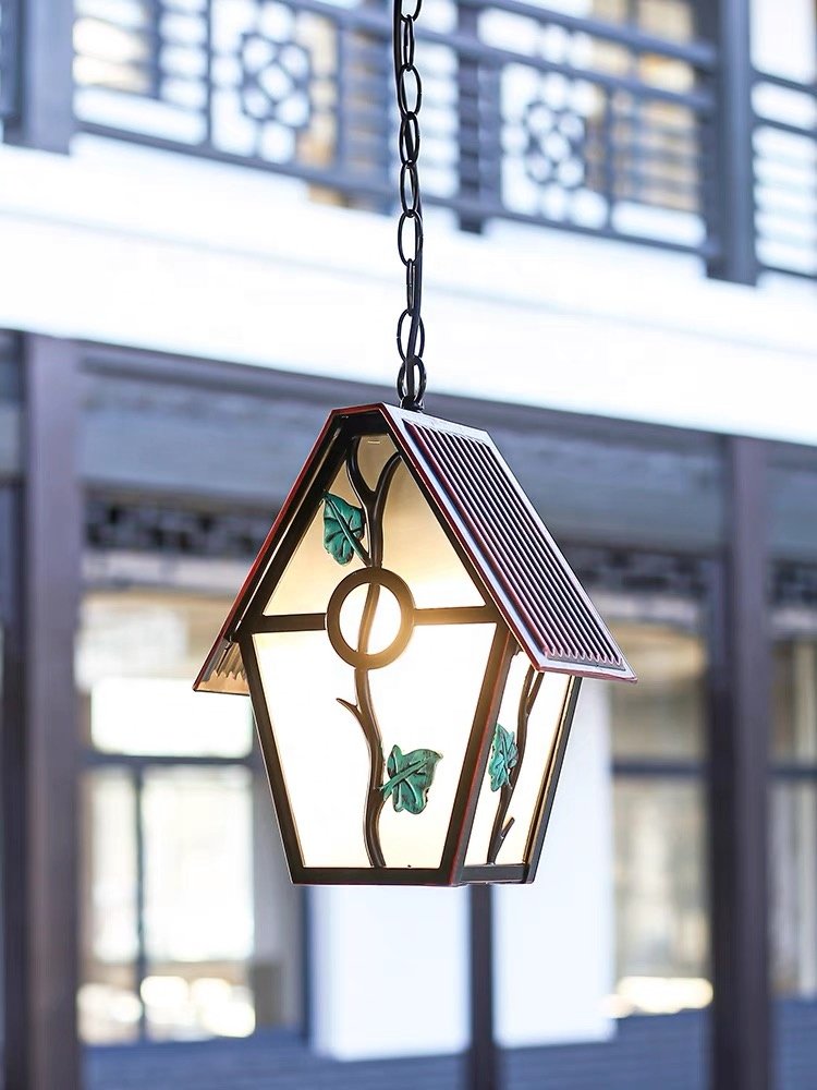 E27 Black/Bronze Outdoor Waterproof Pendant Glass Mini Lantern Home Decoration Series Balcony chandeliers & pendant lights