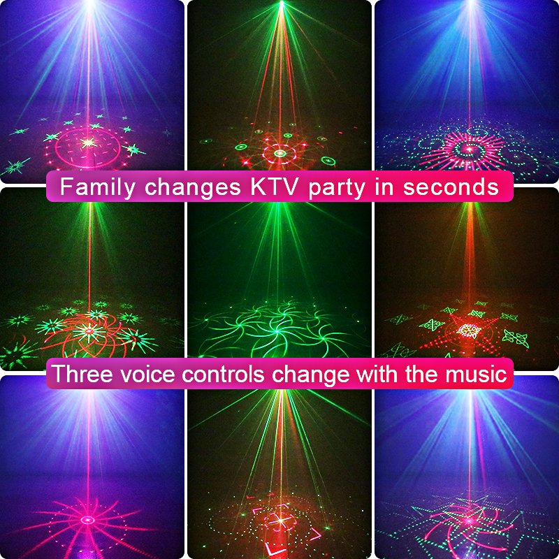 Sound Activated Mini 3 in 1 DJ Strobe Lights lazer luces led dj disco light party ceiling lights for Karaoke Nightclub