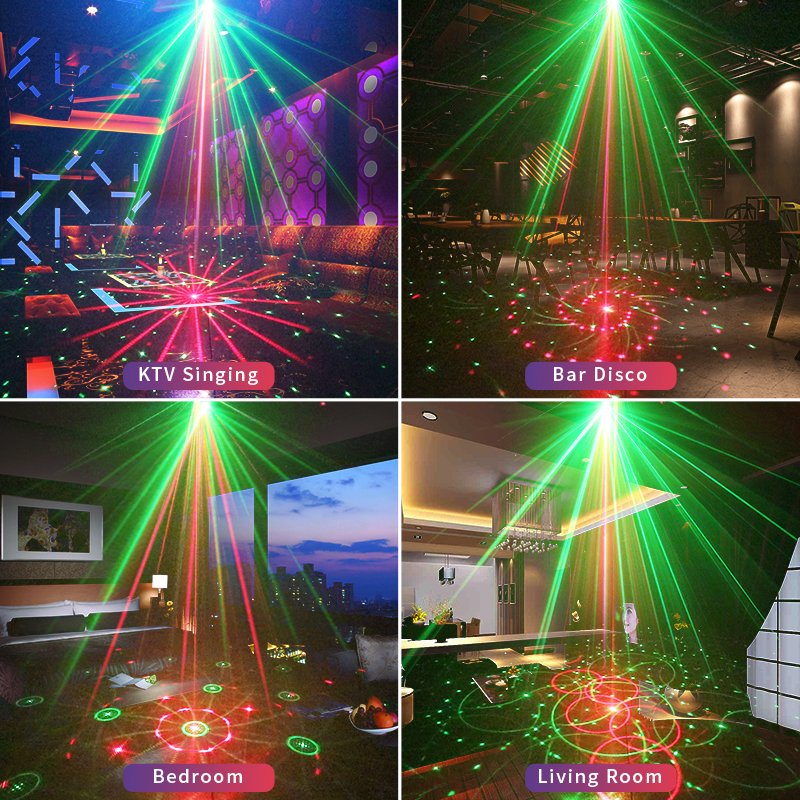 Sound Activated Mini 3 in 1 DJ Strobe Lights lazer luces led dj disco light party ceiling lights for Karaoke Nightclub