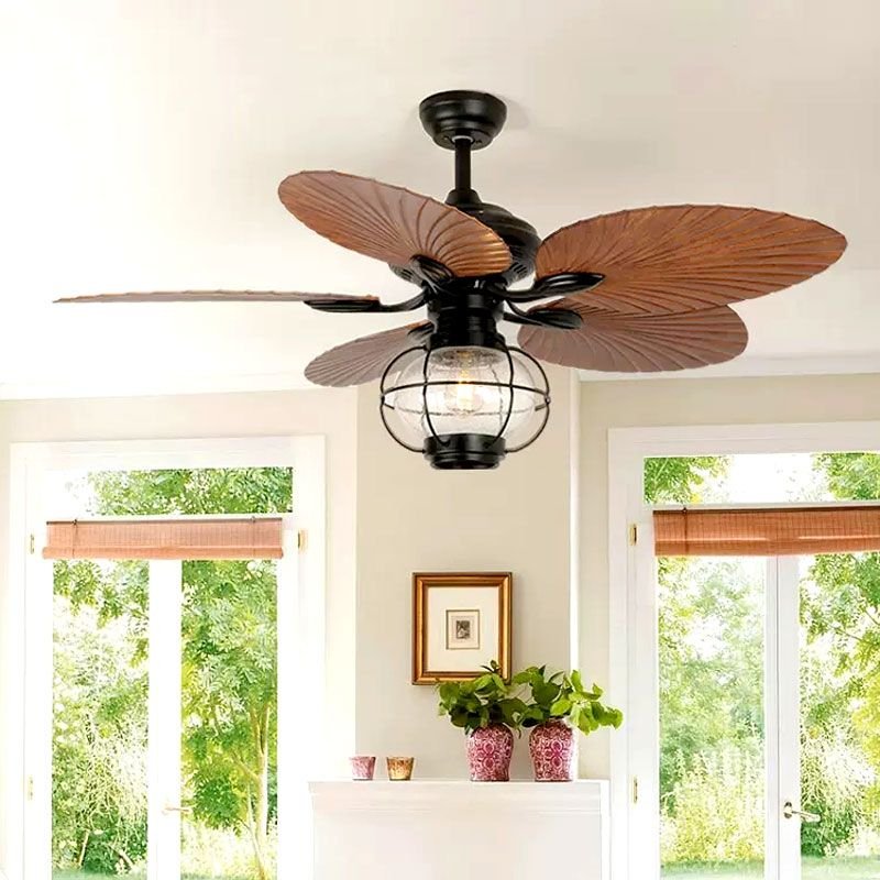 52"Outdoor Pavilion ceiling fan lamp Decor Vintage Bedroom Pendant Light Branch pendant light and industrial fan lamp
