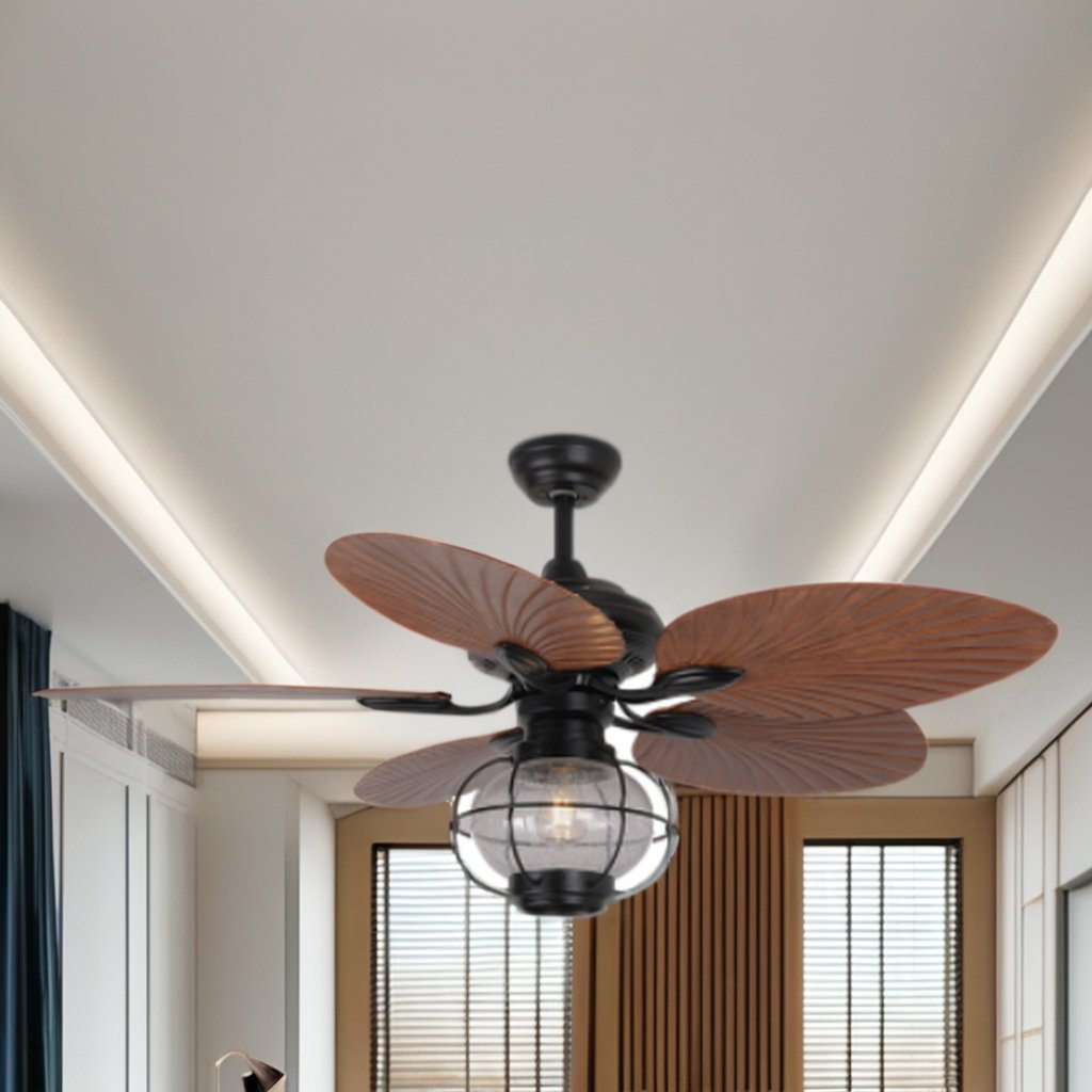 52"Outdoor Pavilion ceiling fan lamp Decor Vintage Bedroom Pendant Light Branch pendant light and industrial fan lamp