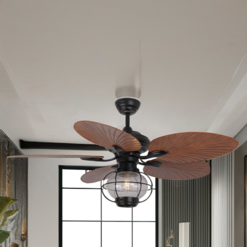 52"Outdoor Pavilion ceiling fan lamp Decor Vintage Bedroom Pendant Light Branch pendant light and industrial fan lamp