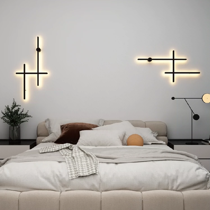 Led Wall Light Panel Black White Square DIY Combine Wall Decoration Lamp For Bedside Living Room Mall Decor Lighting