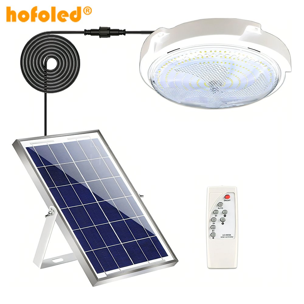 Factory LED Outdoor indoor waterproof solar ceiling light with remote control solar circular lamp solar ceiling light