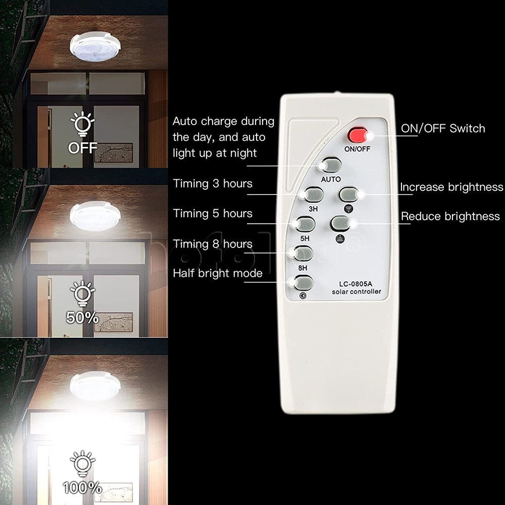 Factory LED Outdoor indoor waterproof solar ceiling light with remote control solar circular lamp solar ceiling light