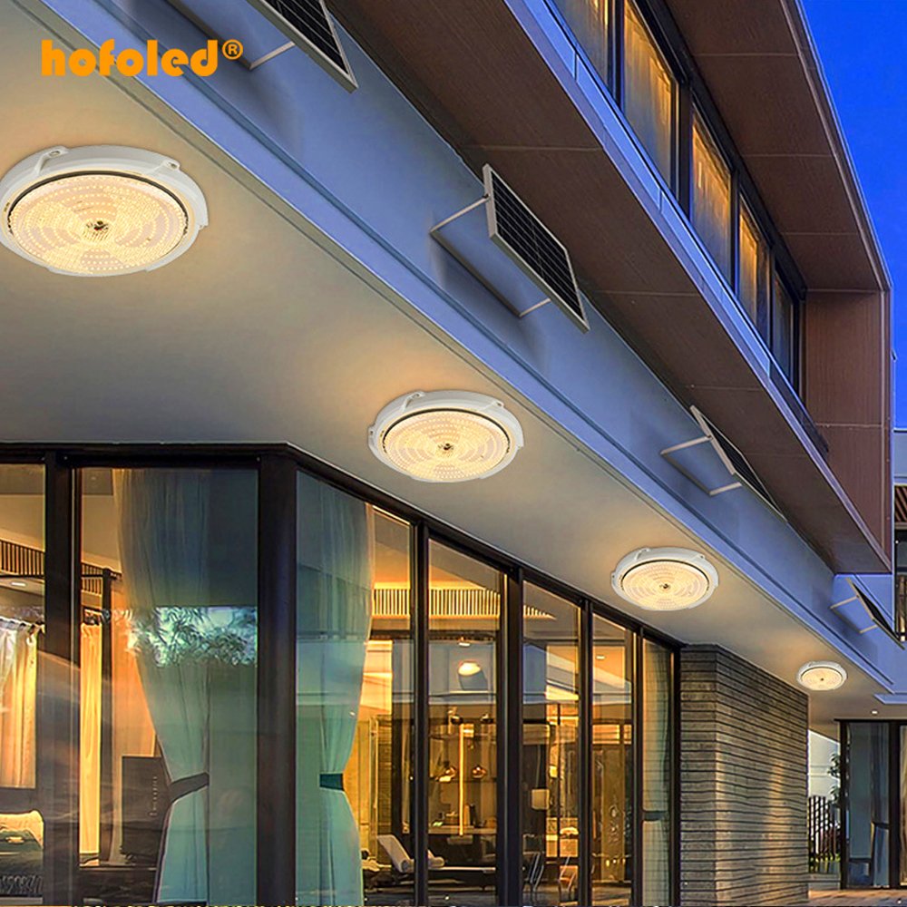 Factory LED Outdoor indoor waterproof solar ceiling light with remote control solar circular lamp solar ceiling light