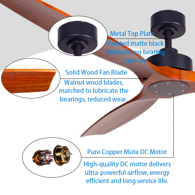60 Inch Dc Motor Natural Wood Blades Ceiling fan Modern Decorative Ceiling Fan