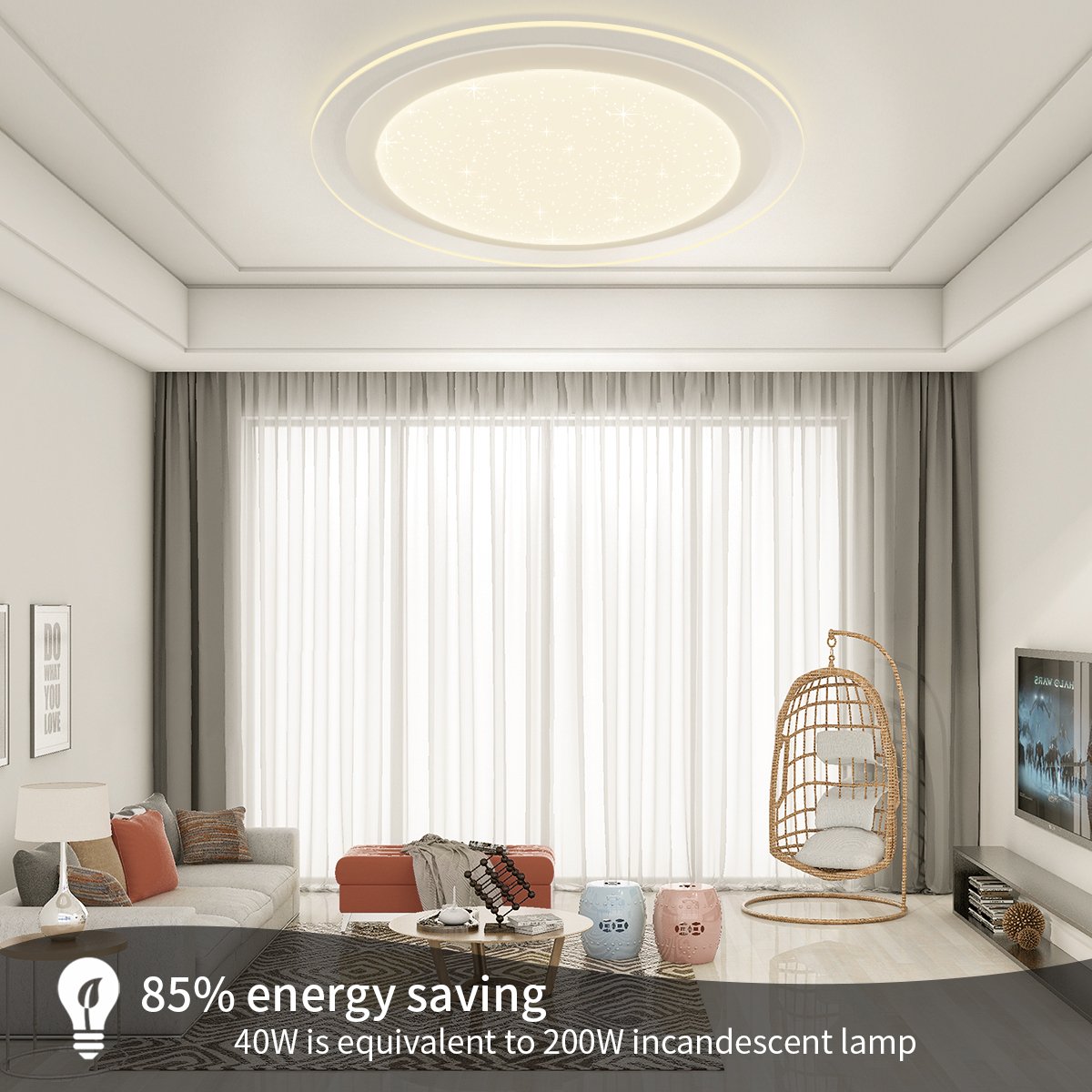 Outdoor Hallway Powerful 4000K Round Ceiling Light Waterproof No Flicker LED Ceiling Lamp For Living Room