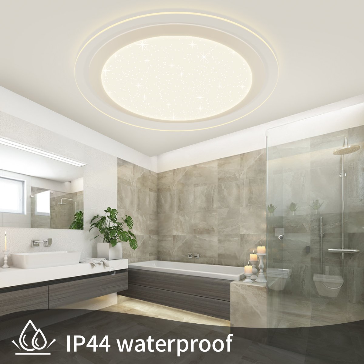 Outdoor Hallway Powerful 4000K Round Ceiling Light Waterproof No Flicker LED Ceiling Lamp For Living Room