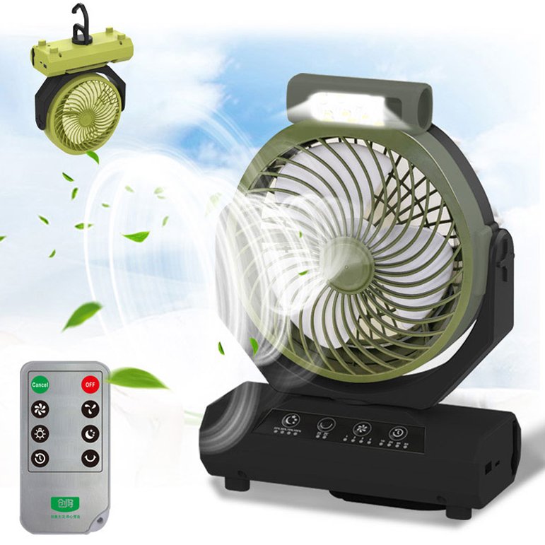 20000mah Camping Fan Usb Rechargeable Desktop Portable LED Lighting Electric Outdoor Light Mechanical 3.7V Mini Fan with Light