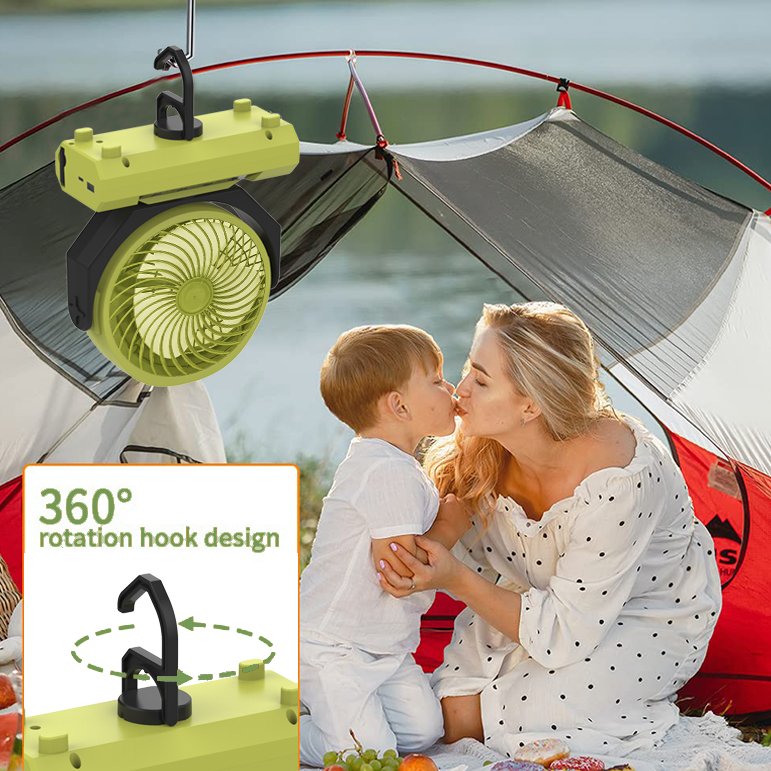 20000mah Camping Fan Usb Rechargeable Desktop Portable LED Lighting Electric Outdoor Light Mechanical 3.7V Mini Fan with Light
