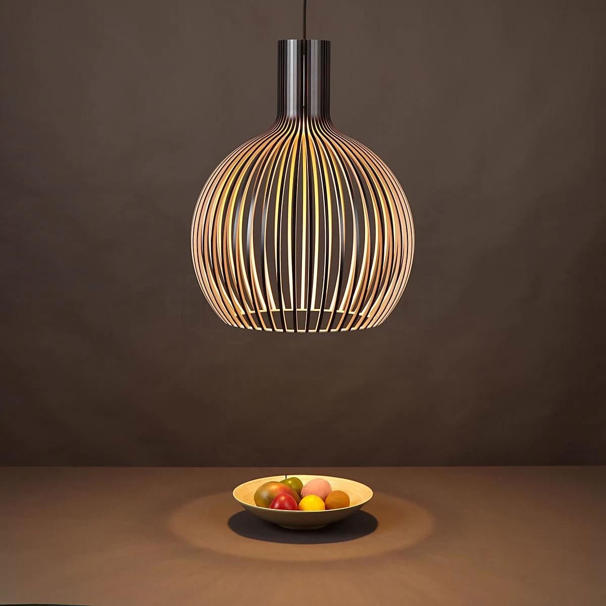 Modern Nordic classic Wooden Bird Cage geometric Lighting chandelier globe rattan ceiling fan Pendant light chandeliers