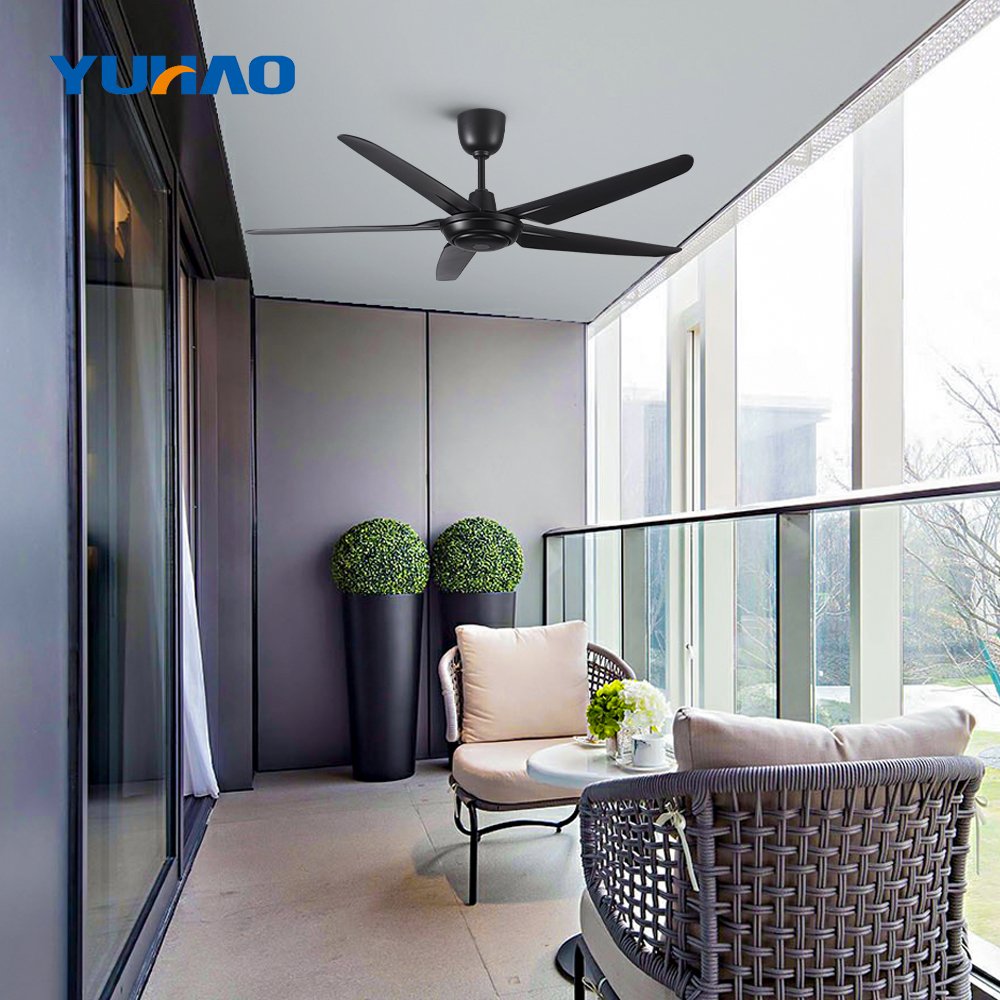 Modern 54" high quality air cooling black ABS DC motor plastic blade leaf ceiling fans