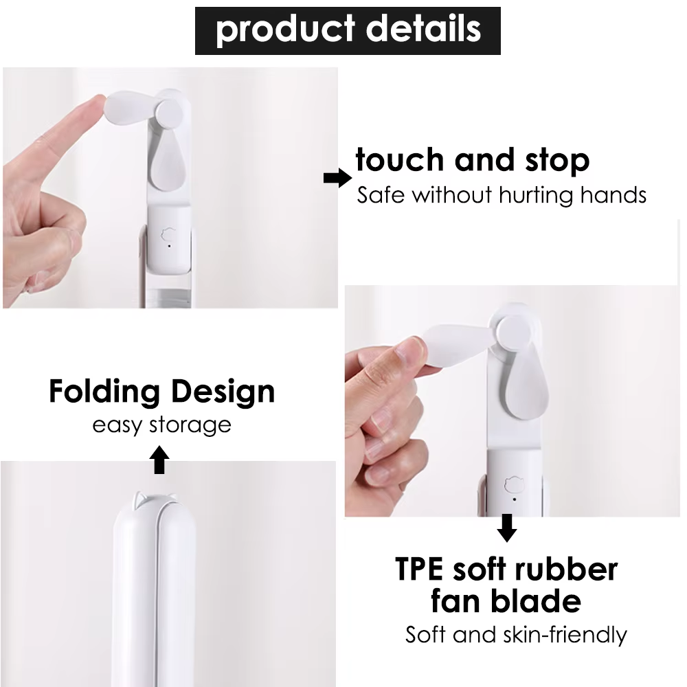 Handy Pocket Foldable Mini Portable Fans Hand Held Battery Electric Fans for Outdoors and Home