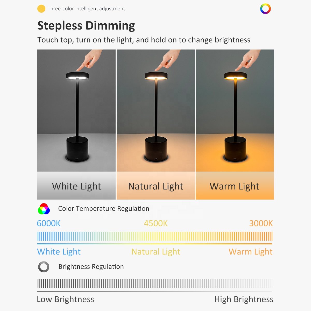 Table Lamp Home Decor Luxury Night Light Dimmable Rechargeable Cordless Desk LED Table Light
