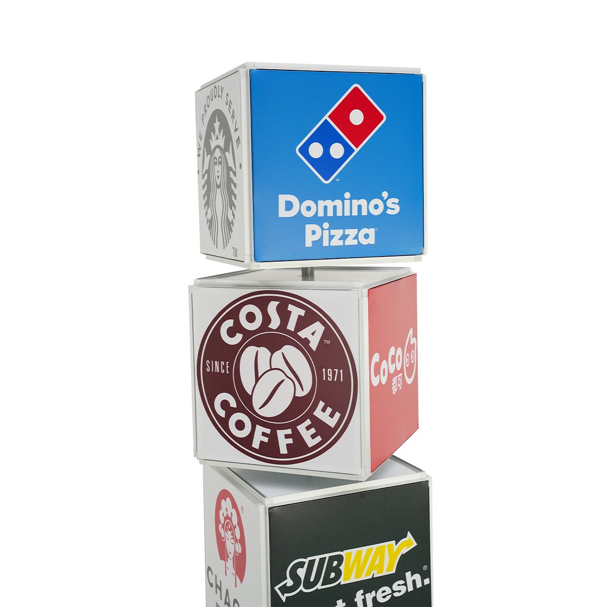 Fabric Advertising Led Light Box Display Cube Rotating Aluminum Profile Soft Film Light Box For Restaurant
