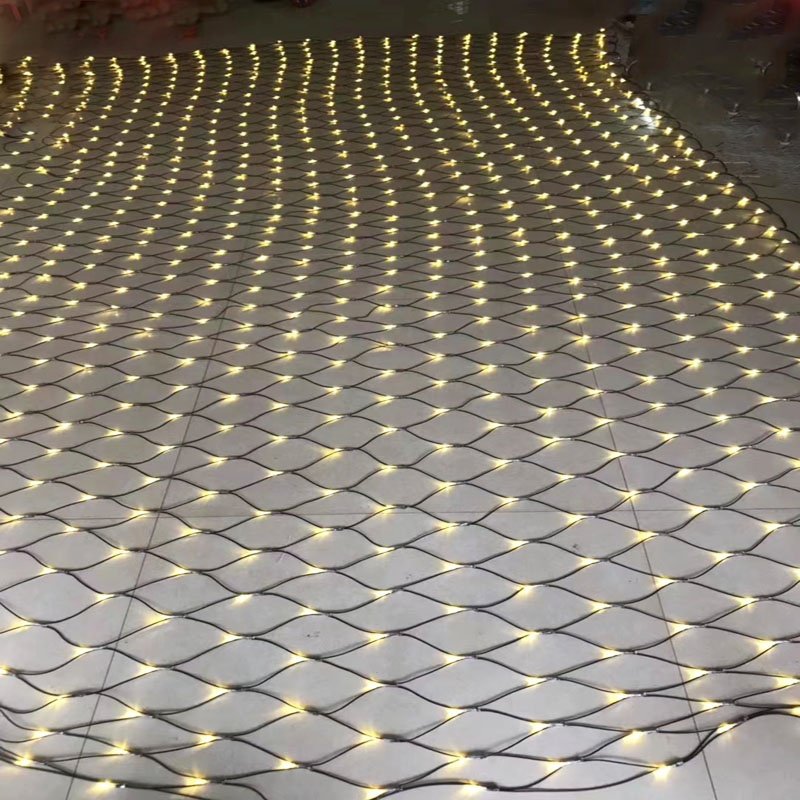 IP65 Warm White 3000K 220V LED Fairy Lights Net Outdoor Christmas Holiday Wedding Decorate Ceiling Mesh Light Net Customization
