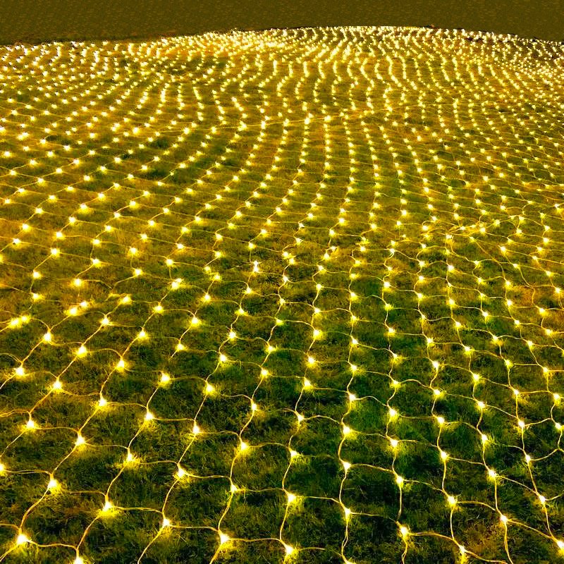 IP65 Warm White 3000K 220V LED Fairy Lights Net Outdoor Christmas Holiday Wedding Decorate Ceiling Mesh Light Net Customization