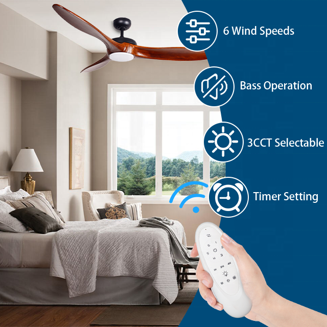European Styles Custom Ceiling Fan light Decorative 3 wood Blade Remote Control Bldc Ceiling Fan lighting