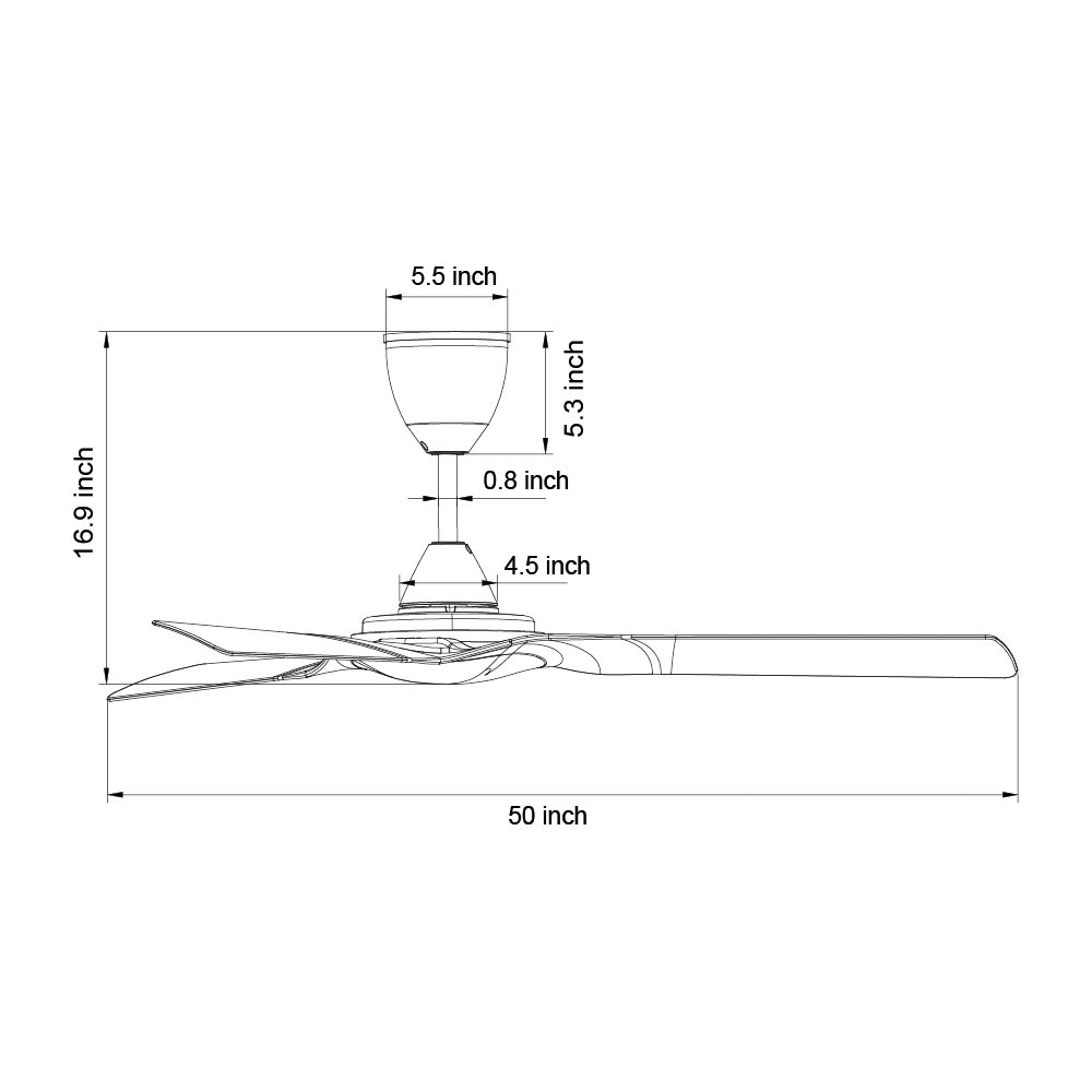 3 Blade 52 Inch Waterproof Ip44 Ac 220v Luxury Remote Control Decorative Outdoor Ceiling Fan Without Light