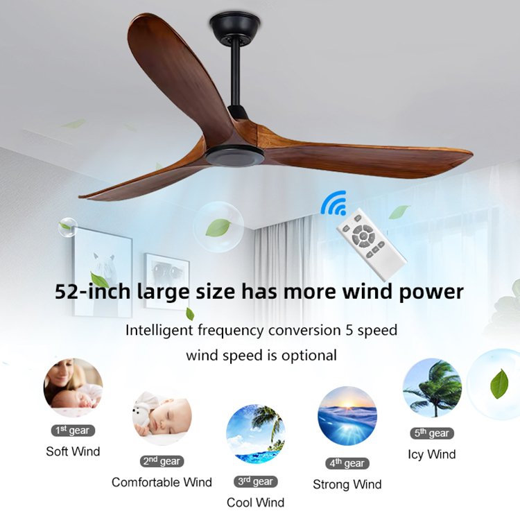 Modern Ceiling Fan with Light Wood New Home American Without light 52Inch 220v home living LED Ceiling Fan lamp