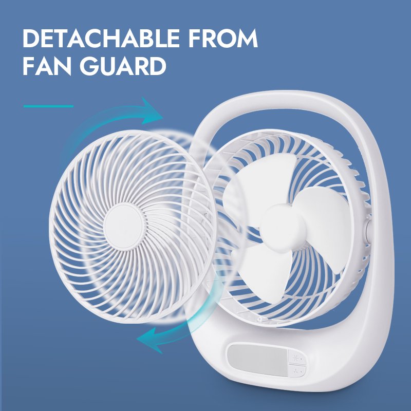 7-Inch Mini LED Rechargeable Ceiling Fan Table Portable & Wearable Electric Battery 5V Air Cooling for Car Outdoor & Home Use
