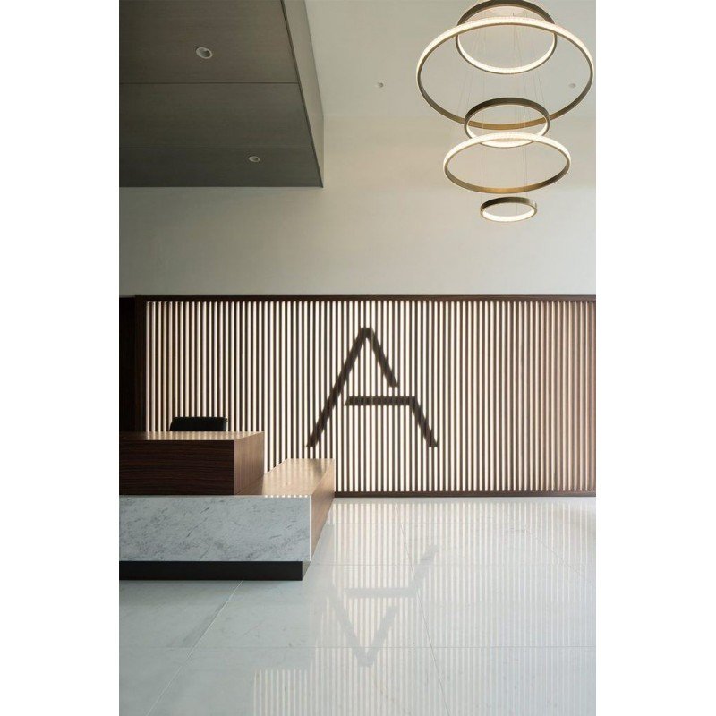 Modern 5 Ring Design Lobby Living Room Decorative Lighting Luxury Golden Giant Hotels Remote Ring Chandeliers & Pendant Lights
