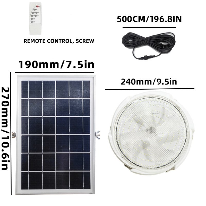 new LED solar energy ceiling lamp highlight high lumen high brightness long life Indoor Rechargeable 200W Remote Control Living