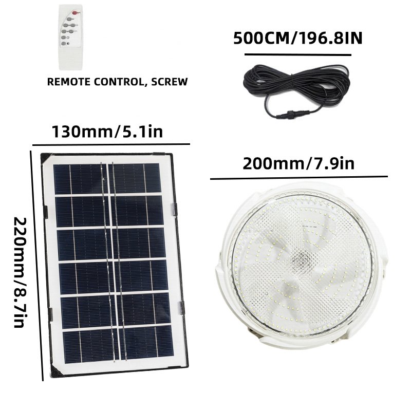 new LED solar energy ceiling lamp highlight high lumen high brightness long life Indoor Rechargeable 200W Remote Control Living